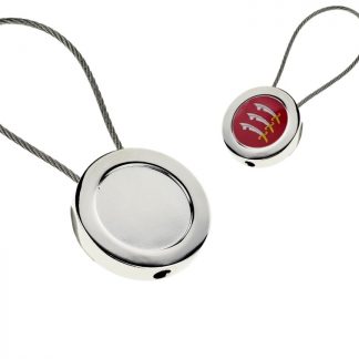 Round Cable Loop Keyring for Doming with 25mm Recess (engravable)