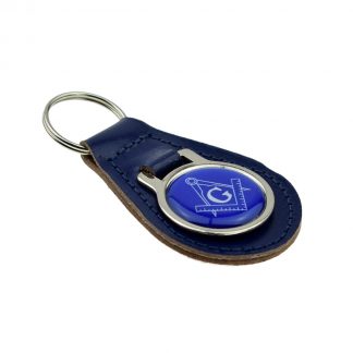 Blue Masonic Compass & Square Keyring with G