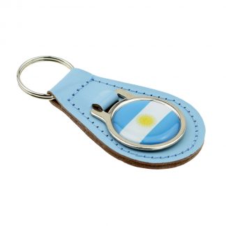 Argentina Flag Light Blue Bonded Leather Keyring