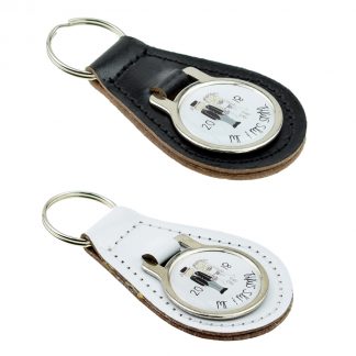 Personalised Cartoon Design Bonded Leather Wedding Keyrings Set
