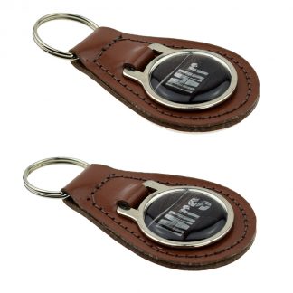 Contemporary Brown Bonded Leather Mr & Mrs Keyring Set