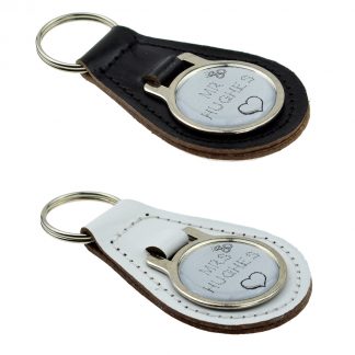 Personalised Hearts & Diamonds Bonded Leather Keyring Set