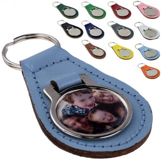 Personalised Photo Leather Keyring With Choice of Colours