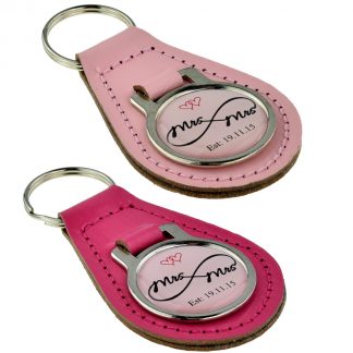 Personalised Date Mrs & Mrs Same Sex Design Keyring