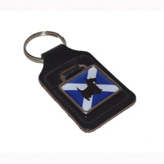 Leather Keyring Scottish Saltire Flag Scottie Dog design