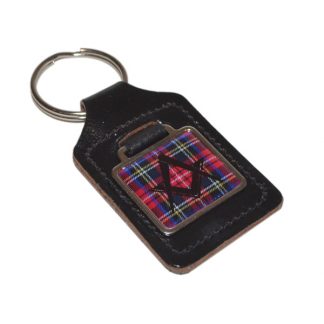 Leather Keyring Scottish Royal Stewart Tartan Masonic no G design