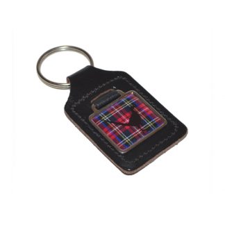 Leather Keyring Scottish Royal Stewart Tartan Pheasant design