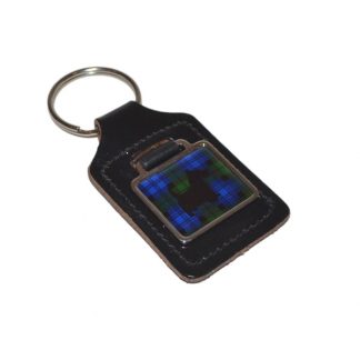 Leather Keyring Scottish Black Watch Tartan Scottie Dog design