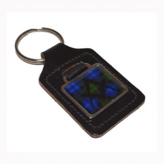 Leather Keyring Scottish Black Watch Tartan Masonic no G design
