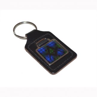 Leather Keyring Scottish Black Watch Tartan Masonic G design