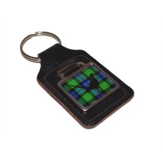 Leather Keyring Scottish Mac Kenzie Tartan Pheasant design