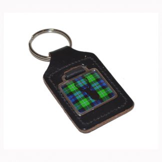 Leather Keyring Scottish Mac Kenzie Tartan Stag design