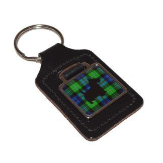Leather Keyring Scottish Mac Kenzie Tartan Scottie Dog design