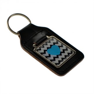 Keyring Key Ring bonded leather key fob Blue Love Heart