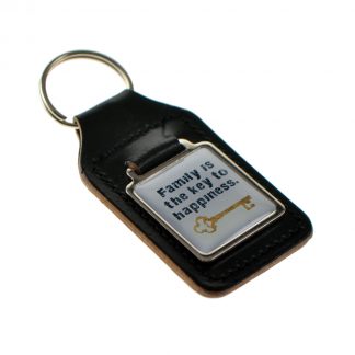 Keyring Key Ring bonded leather key fob Family is key to happiness