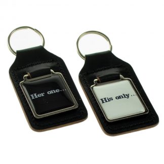 Pair of Keyrings Key Rings bonded leather key fobs Her one....His only