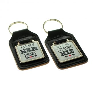 Pair of Keyrings Key Rings bonded leather key fobs Stolen Hearts