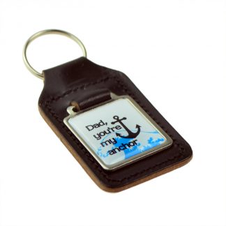 Keyring Key Ring bonded leather key fob Dad you're my anchor