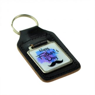 Keyring Key Ring bonded leather key fob Happy Fathers Day