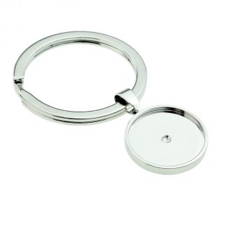 Silver Keyring with Recess for New 5p piece or doming (engravable)