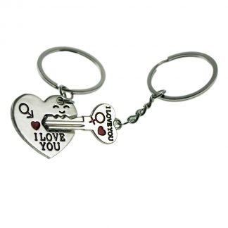 Key to My Heart Twin Keyring Set for Him & Her in organza bag