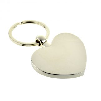 Silver Finish De Luxe Heart Shaped Keyring (engravable)