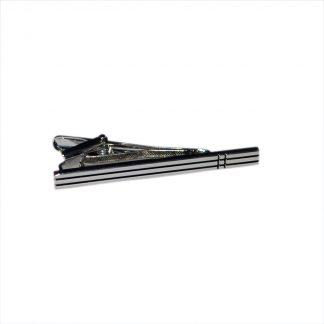 Silver & Black Lines Classic Tie Clip