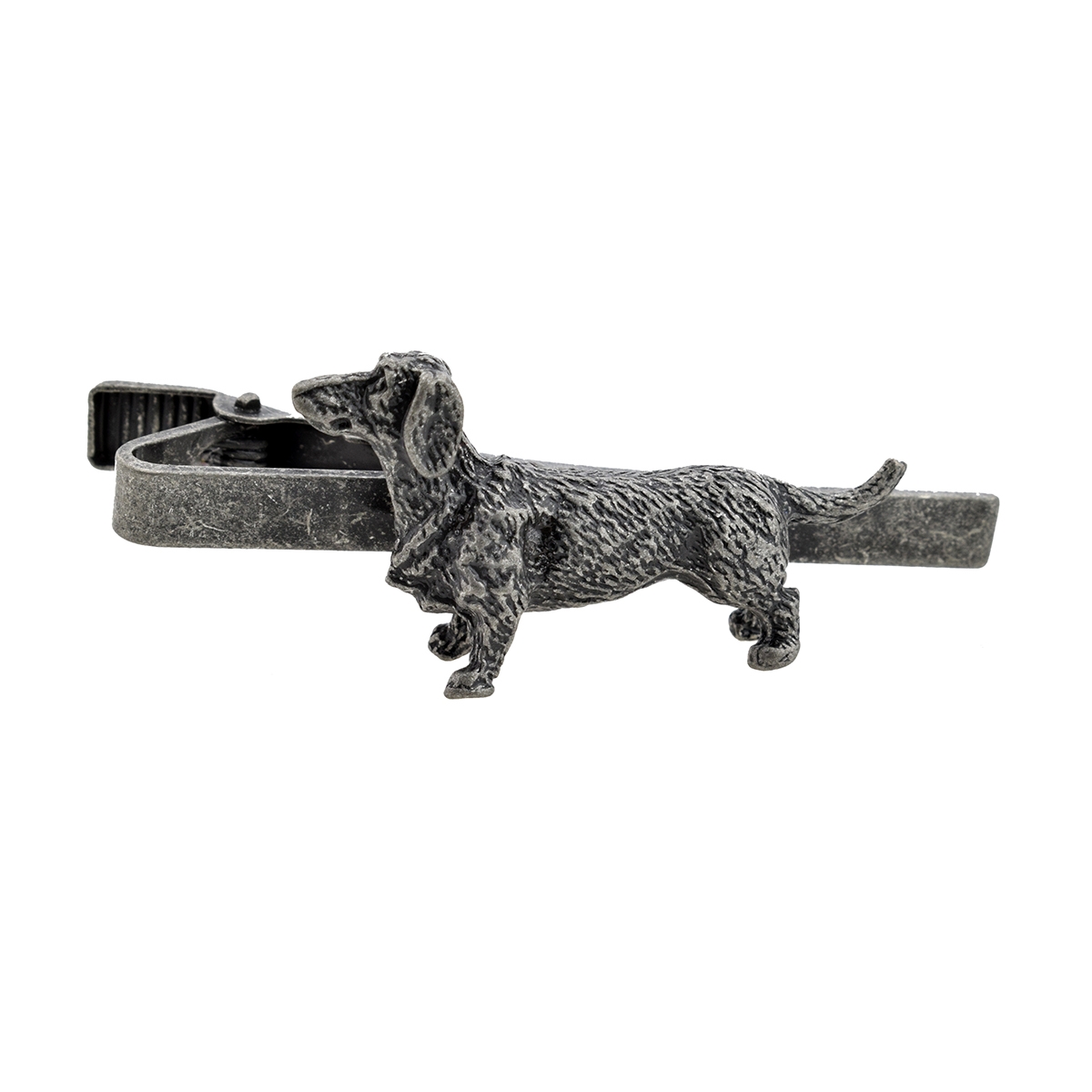Antique Finish Pewter Dachshund Sausage Dog Tie Clip
