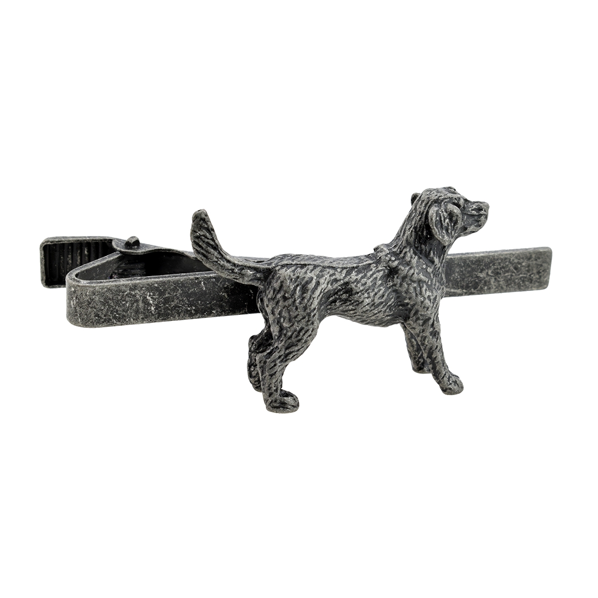 Antique Finish Pewter Retriever Dog Tie Clip