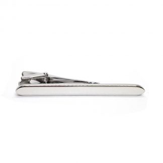 Rhodium Plated Tie Clip with Rounded Corners (engravable)