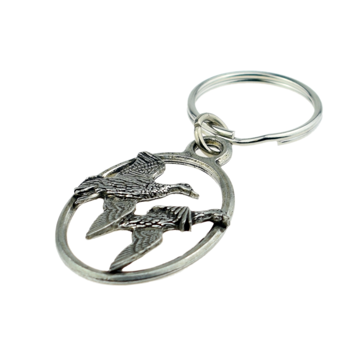 English Pewter Key Ring - Pair of Ducks