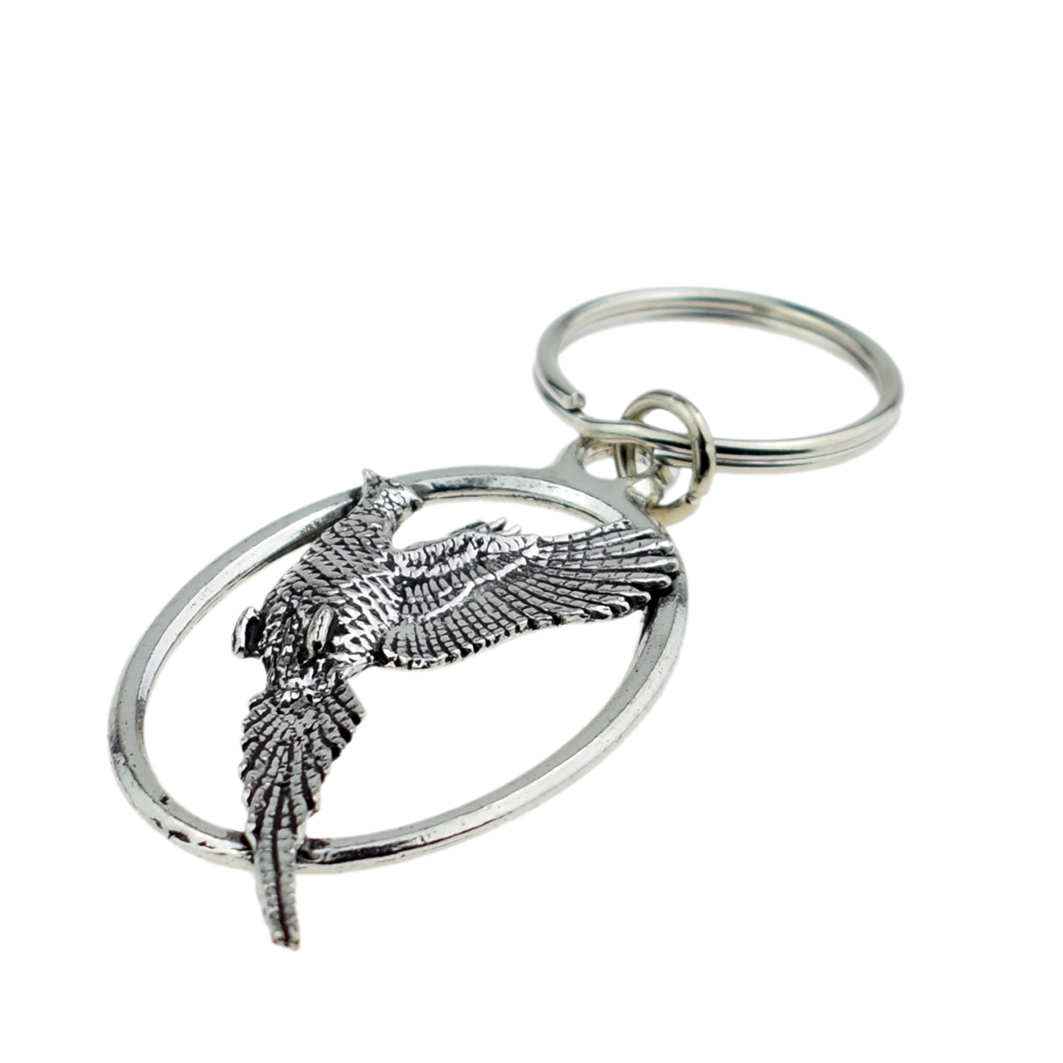 English Pewter Key Ring - Rising Pheasant