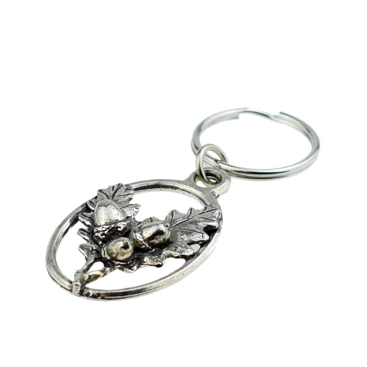English Pewter Key Ring - Oak Leaves