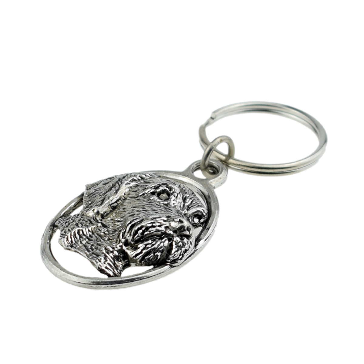 English Pewter Key Ring - Wire Hair Gun dog