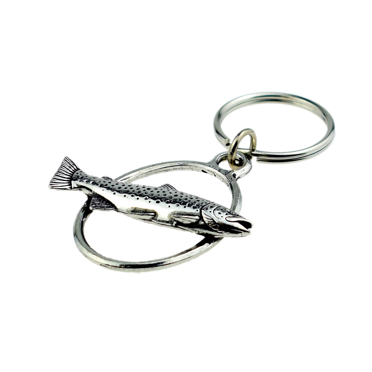 English Pewter Key Ring - Trout Fish