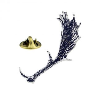Fallow Deer Antler English Pewter Lapel Pin Badge