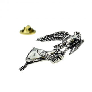 Falcon On Glove English Pewter Lapel Pin Badge
