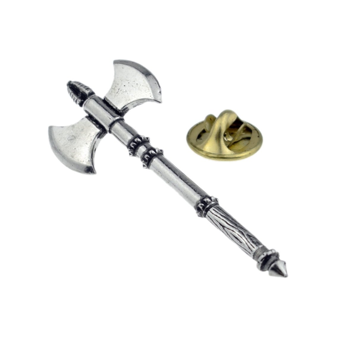 Roman Double Headed Battle Axe Pewter Lapel Pin Badge