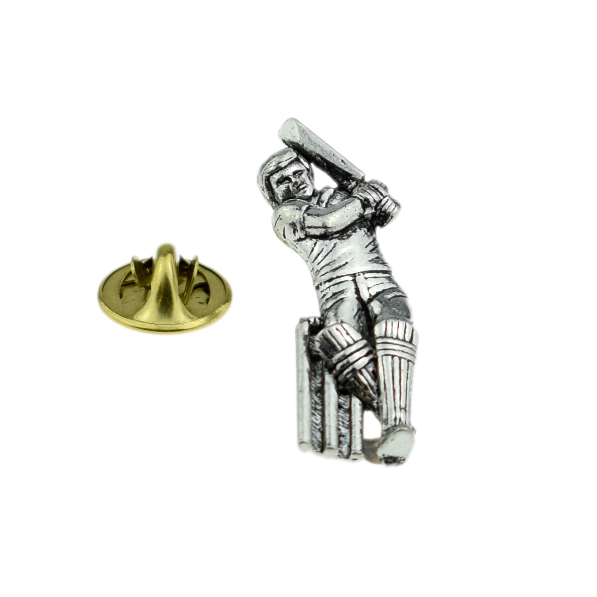 Cricketer Pewter Lapel Pin Badge