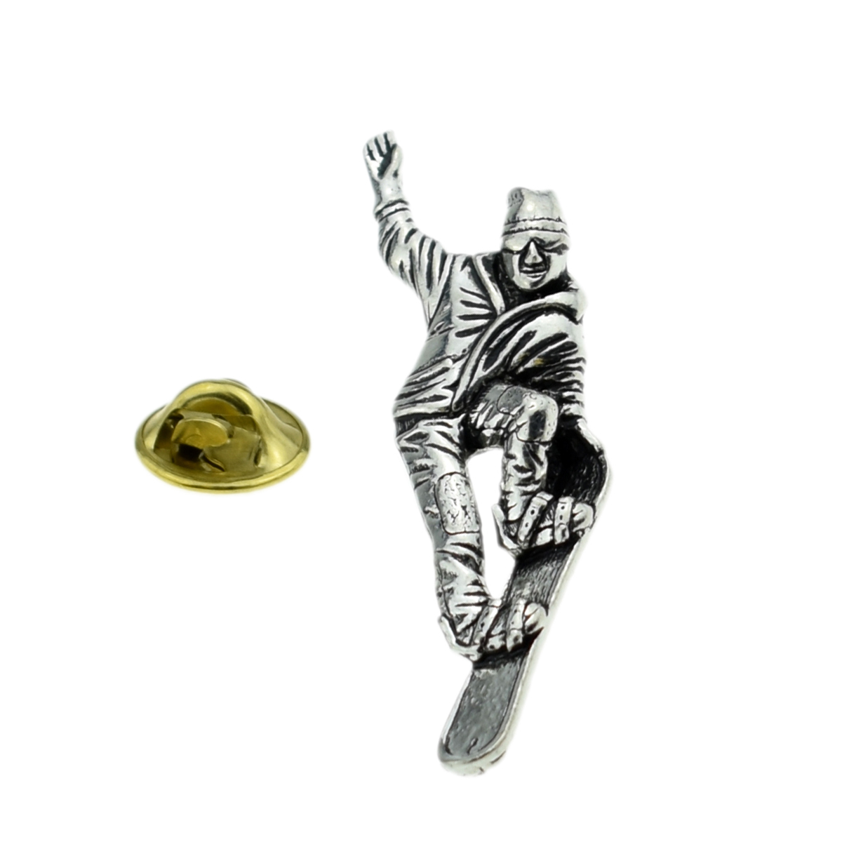 Snowboarder English Pewter Lapel Pin Badge
