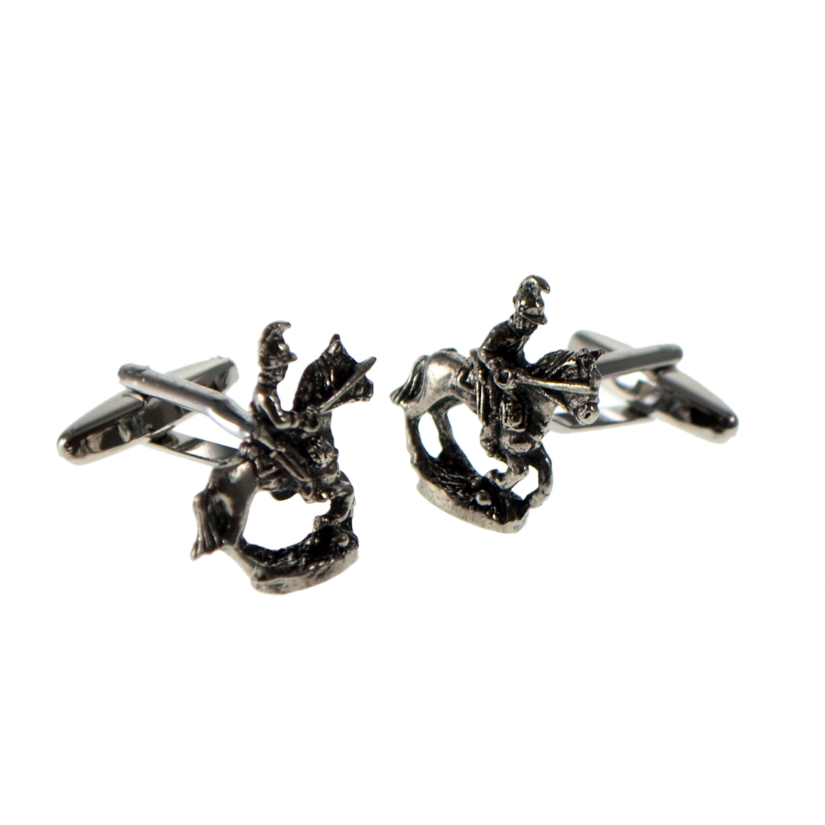 English Made Waterloo Cavalry Rider Pewter Cufflinks