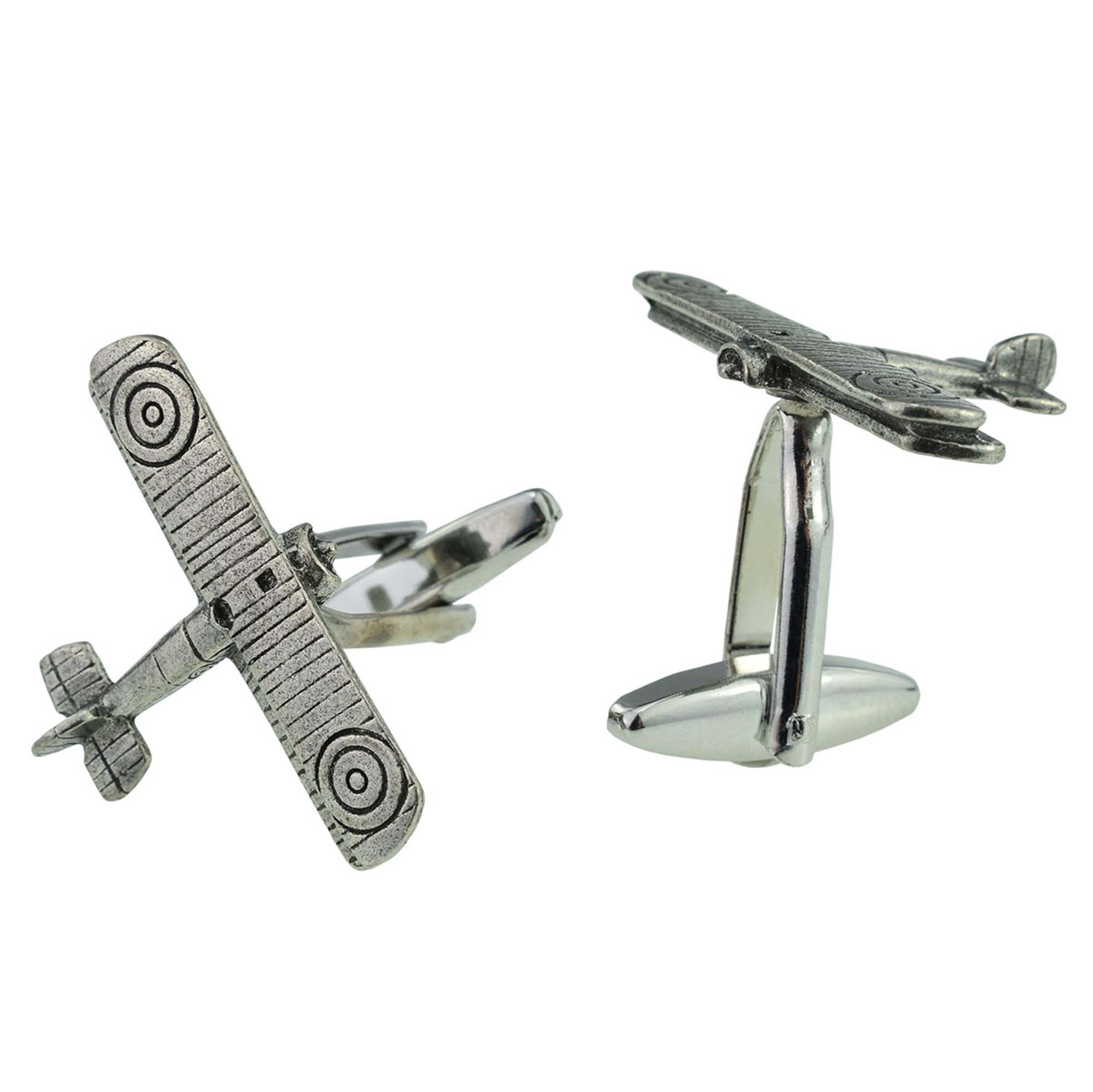 WW1 Biplane Aeroplane Aircraft Pewter Cufflinks