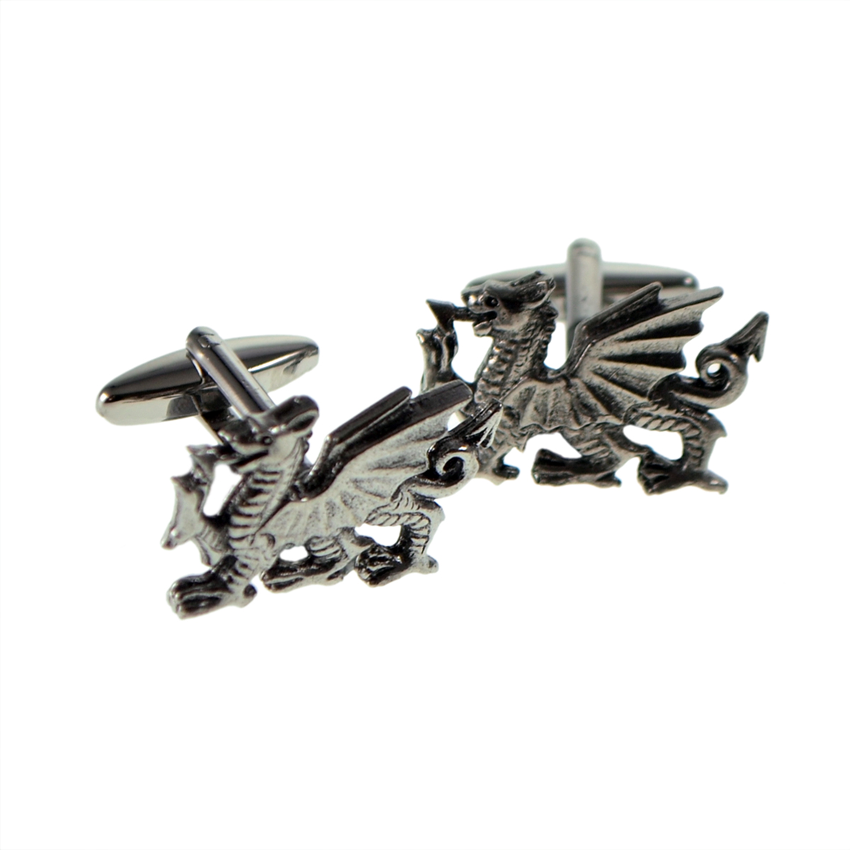 English Made Heraldic Welsh Dragon Pewter Cufflinks