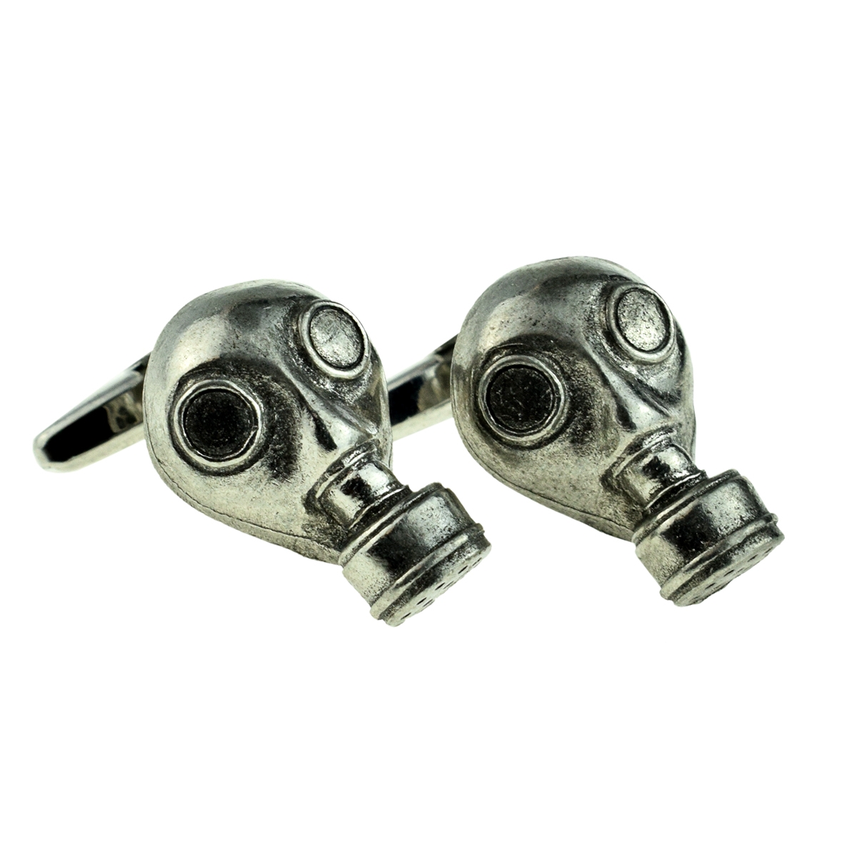 English Made Pewter Cufflinks Gas Mask Steam Punk